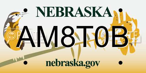 AM8T0B Nebraska License Plate