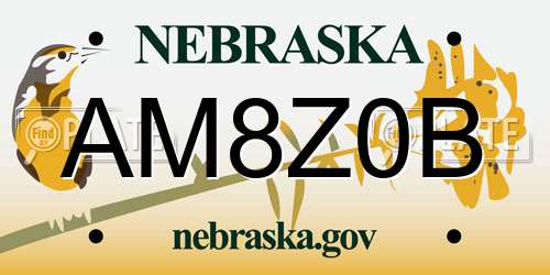 AM8Z0B Nebraska License Plate
