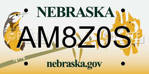 AM8Z0S Nebraska License Plate