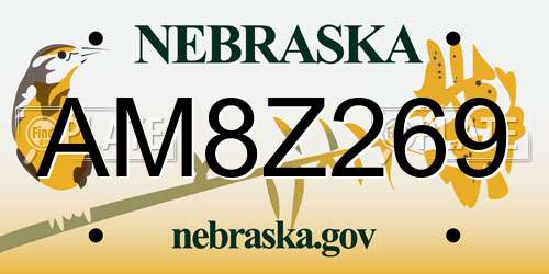 AM8Z269 Nebraska License Plate