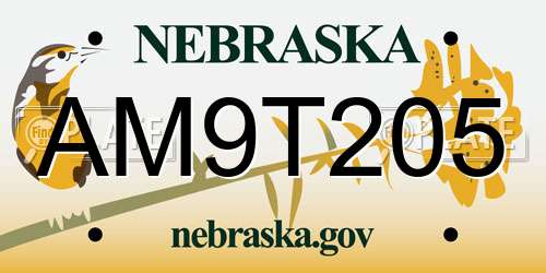 AM9T205 Nebraska License Plate