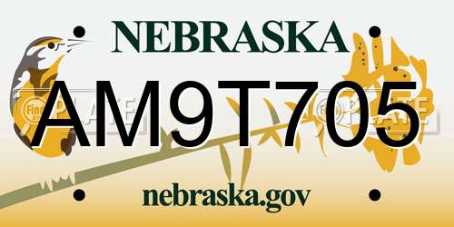 AM9T705 Nebraska License Plate