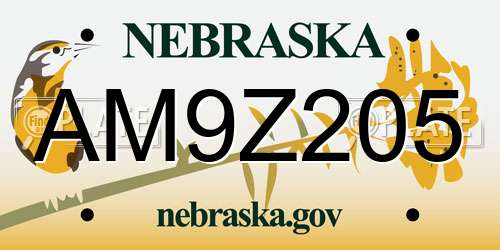 AM9Z205 Nebraska License Plate