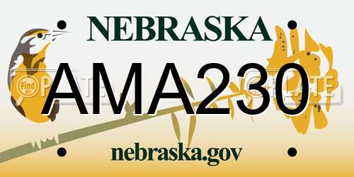 AMA230 Nebraska License Plate