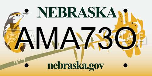 AMA73O Nebraska License Plate