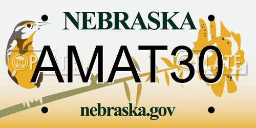 AMAT30 Nebraska License Plate