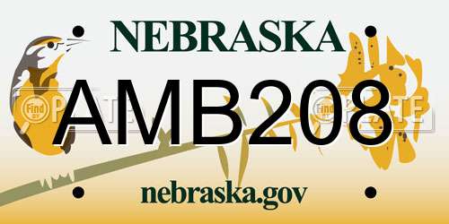 AMB208 Nebraska License Plate