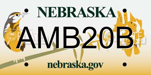 AMB20B Nebraska License Plate