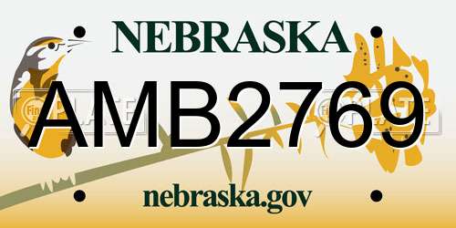 AMB2769 Nebraska License Plate