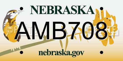 AMB708 Nebraska License Plate