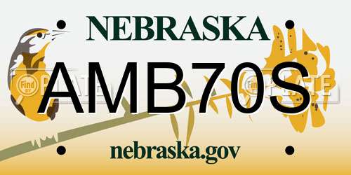 AMB70S Nebraska License Plate