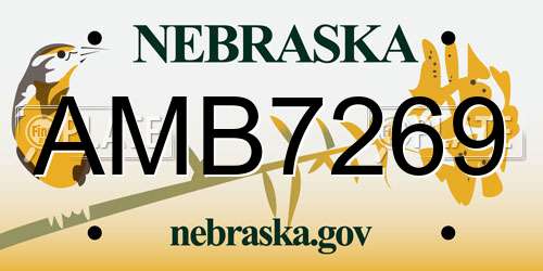 AMB7269 Nebraska License Plate