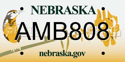 AMB808 Nebraska License Plate