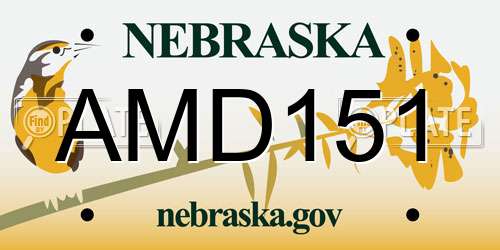 AMD151 Nebraska License Plate
