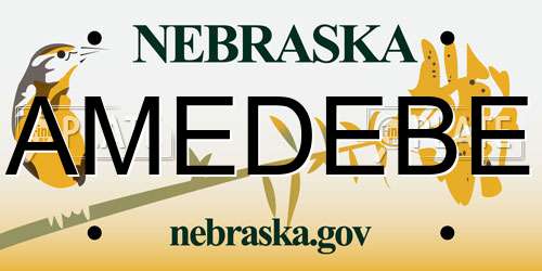 AMEDEBE Nebraska License Plate