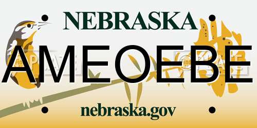 AMEOEBE Nebraska License Plate