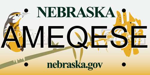 AMEQESE Nebraska License Plate