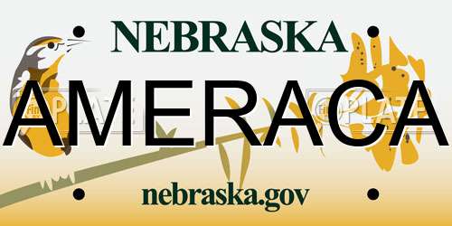 AMERACA Nebraska License Plate