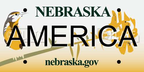 AMERICA Nebraska License Plate