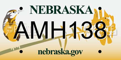 AMH138 Nebraska License Plate