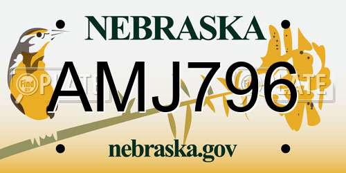AMJ796 Nebraska License Plate