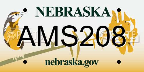 AMS208 Nebraska License Plate