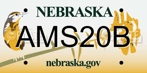 AMS20B Nebraska License Plate