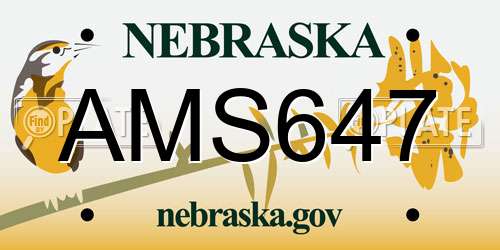 AMS647 Nebraska License Plate