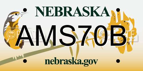 AMS70B Nebraska License Plate