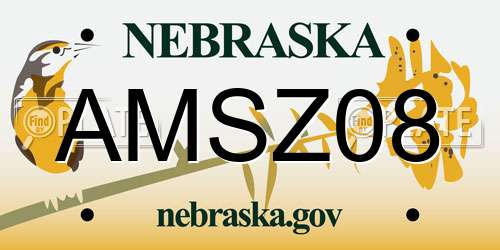 AMSZ08 Nebraska License Plate