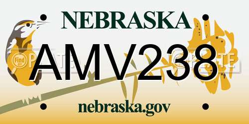 AMV238 Nebraska License Plate