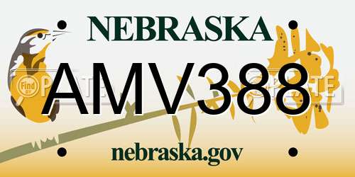AMV388 Nebraska License Plate