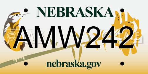 AMW242 Nebraska License Plate
