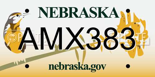 AMX383 Nebraska License Plate