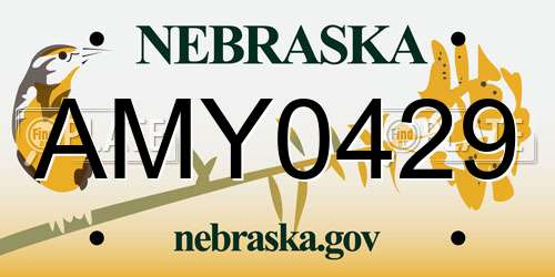 AMY0429 Nebraska License Plate