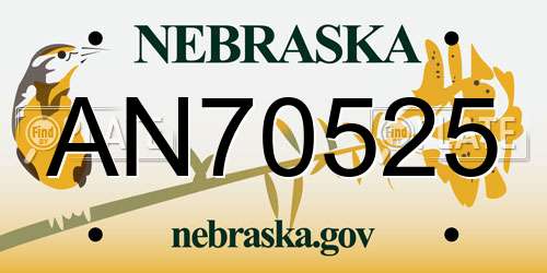 AN70525 Nebraska License Plate