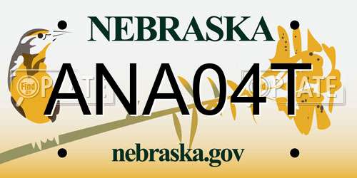 ANA04T Nebraska License Plate
