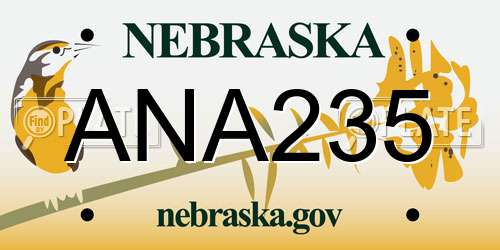 ANA235 Nebraska License Plate