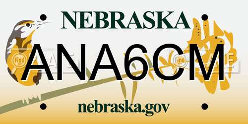 ANA6CM Nebraska License Plate