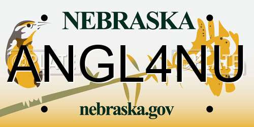 ANGL4NU Nebraska License Plate