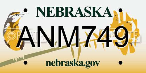 ANM749 Nebraska License Plate