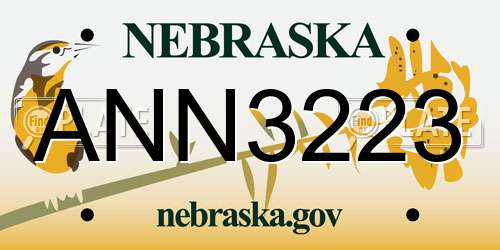 ANN3223 Nebraska License Plate