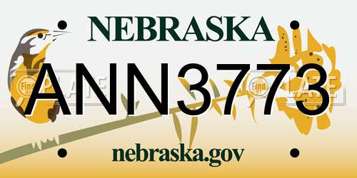 ANN3773 Nebraska License Plate