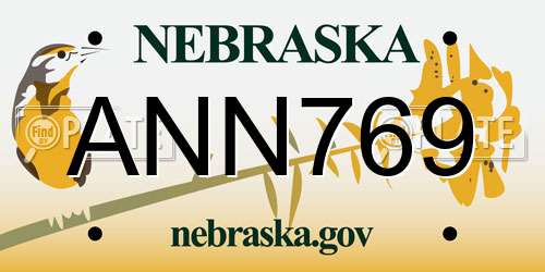 ANN769 Nebraska License Plate