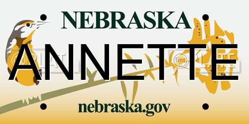 ANNETTE Nebraska License Plate