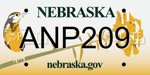 ANP209 Nebraska License Plate