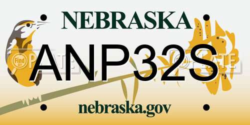 ANP32S Nebraska License Plate