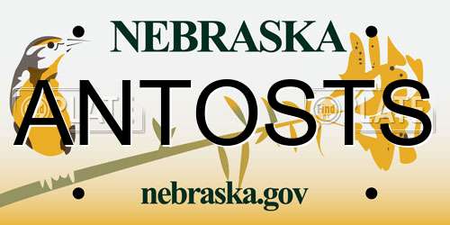 ANTOSTS Nebraska License Plate