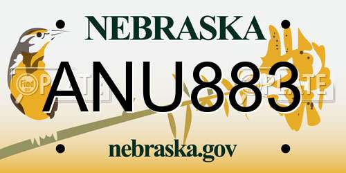 ANU883 Nebraska License Plate