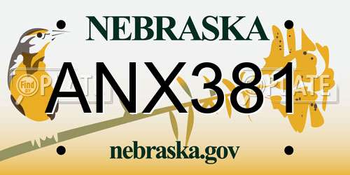 ANX381 Nebraska License Plate